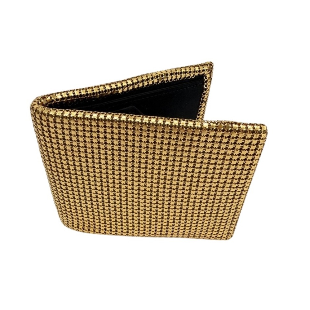 Evans Wallet Gold Mesh Vintage Bifold Coin Pocket Glam Evening Retro Disco